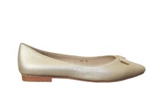 SCARPE BALLERINE DONNA BRACCIALINI C15 PELLE ORO GOLD TACCO BASSO FONDO CUOIO