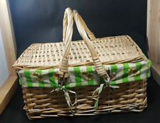 CESTO - CESTA - CESTINO DA PICNIC IN LEGNO DI VIMINI VINTAGE