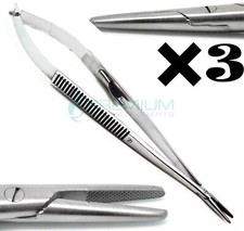 3x Porta Aghi Chirurgico T/C Castroviejo 7" Punta Dritta 15mm Micro Strumenti