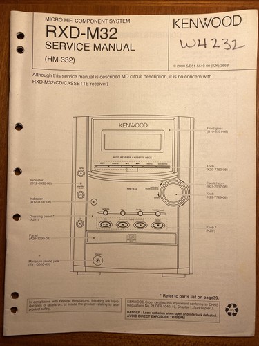 Kenwood rxd m32 - stereo, manuale