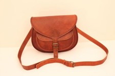 Vintage Donna Rustico Vera Pelle Borsa a Tracolla Messenger Croce Corpo Tutti