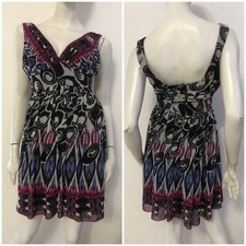 LIPSY Vestito abito nero fantasia fucsia blu bianca Tg 42