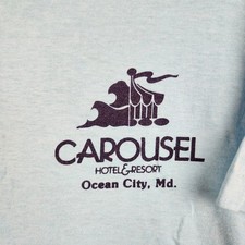Camicia vintage Carousel Hotel Resort uomo XL Ocean City Maryland souvenir anni 90 maglietta