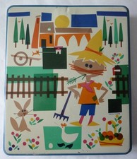 scatola latta vintage DUFOUR caramelle, confezione FATTORIA, disegno DALLA COSTA