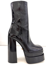 Stivali Versace Aevitas tacco alto plateau pelle naplak taglia 39 neri nuovi