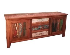 CREDENZA INDUSTRIAL CON LEGNO RICICLATO COLORATO CM H75X180X45