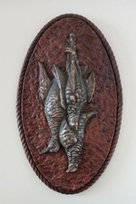 Quadro trofeo di caccia  in cuoio e rame pesante