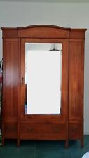 armadio in legno massello del 1900 con specchio e cassetti