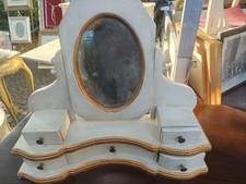 pettiniera antica con specchio ovale e cassetti