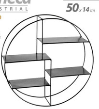 BACHECA MENSOLA DA PARETE TONDA METALLO 4 RIPIANI LIBRERIA SCAFFALE MENSOLE 50cm