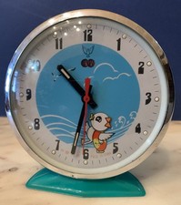 vintage OROLOGIO CORDA  ALARM CLOCK SVEGLIA RED CHINA 1970s PULCINO FUNZIONA