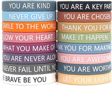 16 Pezzi Braccialetti Motivazionali Silicone Con Frasi Positive, Colorati Gadget
