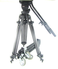 Libec RT50B Treppiede in Alluminio a 3 Stadi, Testa Fluida LX10 con Carrello Pieghevole DL-3RB