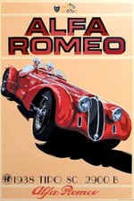 Vintage Poster Manifesto Locandina Pubblicità Auto Alfa Romeo Stampa 60x90 Cm.