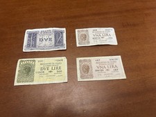 4 banconote Italia 1 Lira e 2