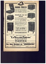 PUBBLICITA’ VINTAGE – OLD ADVERTISING - APPARECCHI RADIO LA VOCE DEL PADRONE