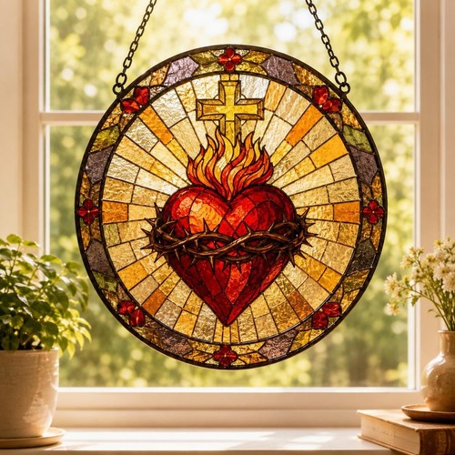 Sacred heart stained glass - stained,