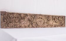 Antique Wall Panel Wooden Plaque Ancient Architectural Beam Peacock Sculpture