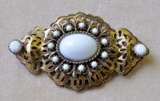 Spilla Oval In Vetro Bianco