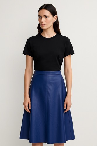 Zara gonna midi blu - blu, ecopelle