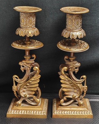 Coppia antichi candelieri - coppia,