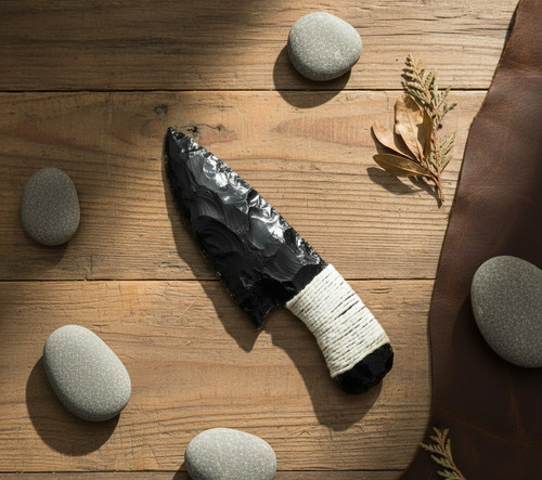 Coltello ossidiana nera - in,