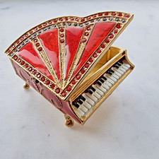 Red  Piano Jewelry Trinket Box