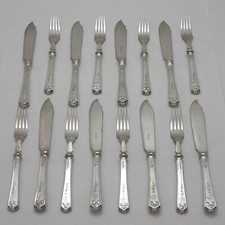 Servizio posate argento ROYAL YORK design JAMES DIXON otto paia mangia pesce