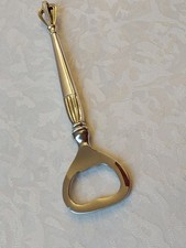 Bellissimo apribottiglie + corona placcata oro, manico argento sterling, Danimarca 