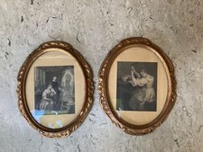 2 STAMPETTE CORNICI OVALI TIPO '800, D' EPOCA, ANNI 30, VINTAGE