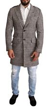 DOLCE & GABBANA giacca grigio quadri trench lungo IT44/US34/XS PREZZO AL PUBBLICO $2400
