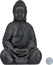 Statua Del Buddha Seduto XL, 50 Cm, Feng Shui, per Esterni, Decorativa, Grigio S