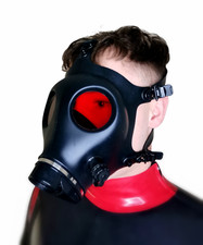 Black Fetish Gas Mask With Red