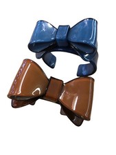 2 BRACCIALI CON FIOCCO MARRONE E BLU BRACCIALETTO DIAMETRO INT. CM 6,3 LARG 4,5