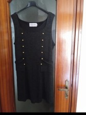 Vestito invernale antracite con bottoni colore oro decorativi donna 