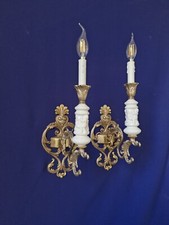 Antica lampada da parete a lampadina singola ceramica ottone francese