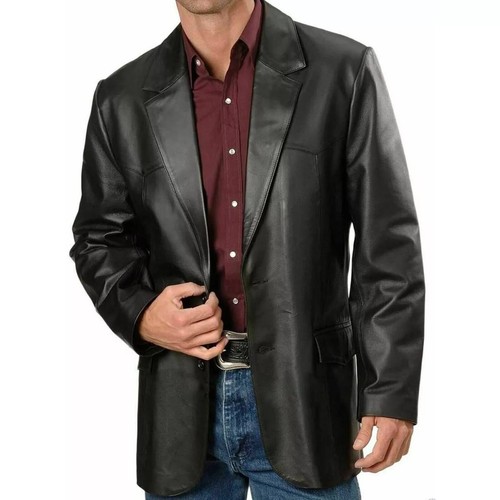 Blazer uomo nero vera pelle - nero, in