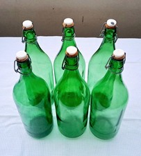 10 x Bottiglie vetro verdi o marroni da vino con tappo meccanico