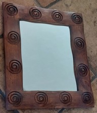 Specchio ETNICO con cornice in legno intagliato - cm 50x59 con gancio