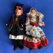 Coppia bambole tipo Lenci costume sardo anni 50/60 da collezione