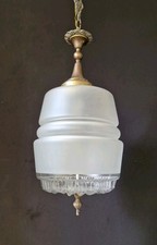 Lampadario a sospensione da soffitto antico vintage vetro 2 lampade 