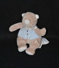 Peluche doudou ours beige bleu