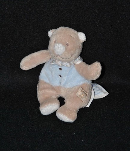 Peluche doudou ours - beige, bleu