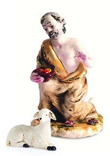 2 Statuette Presepe Statuine Pastore Pecorella Statuetta Pastorello Capodimonte