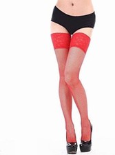 Calze a rete in seta rossa Donna Uomo Trav Sexy Adulto