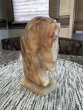 Statua testa di cavallo troiano roccia onice 7” x 4” vintage