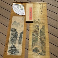 2 rotoli cinesi dipinti a mano