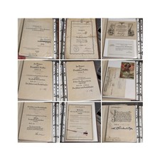 Cartellina con blocco 48 diplomi e conferimenti medaglie tedeschi nazisti WWII