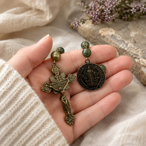 Jade catholic pocket rosary - catholic,