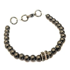 Bracciale perle nere con zirconi da uomo braccialetto in acciaio inox di donna